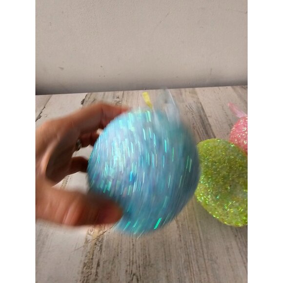 Large sequin glitter egg ornament Easter spring decor green pink blue sparkle - Picture 3 of 12